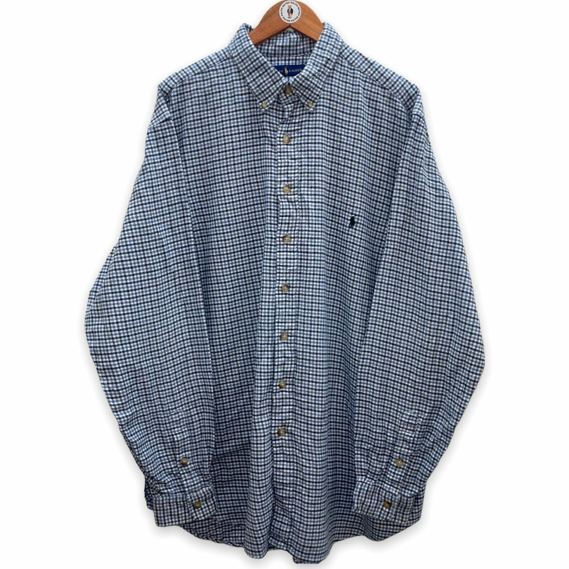 Thick Wool Checker Blue Ralph Lauren Oxford Shirt