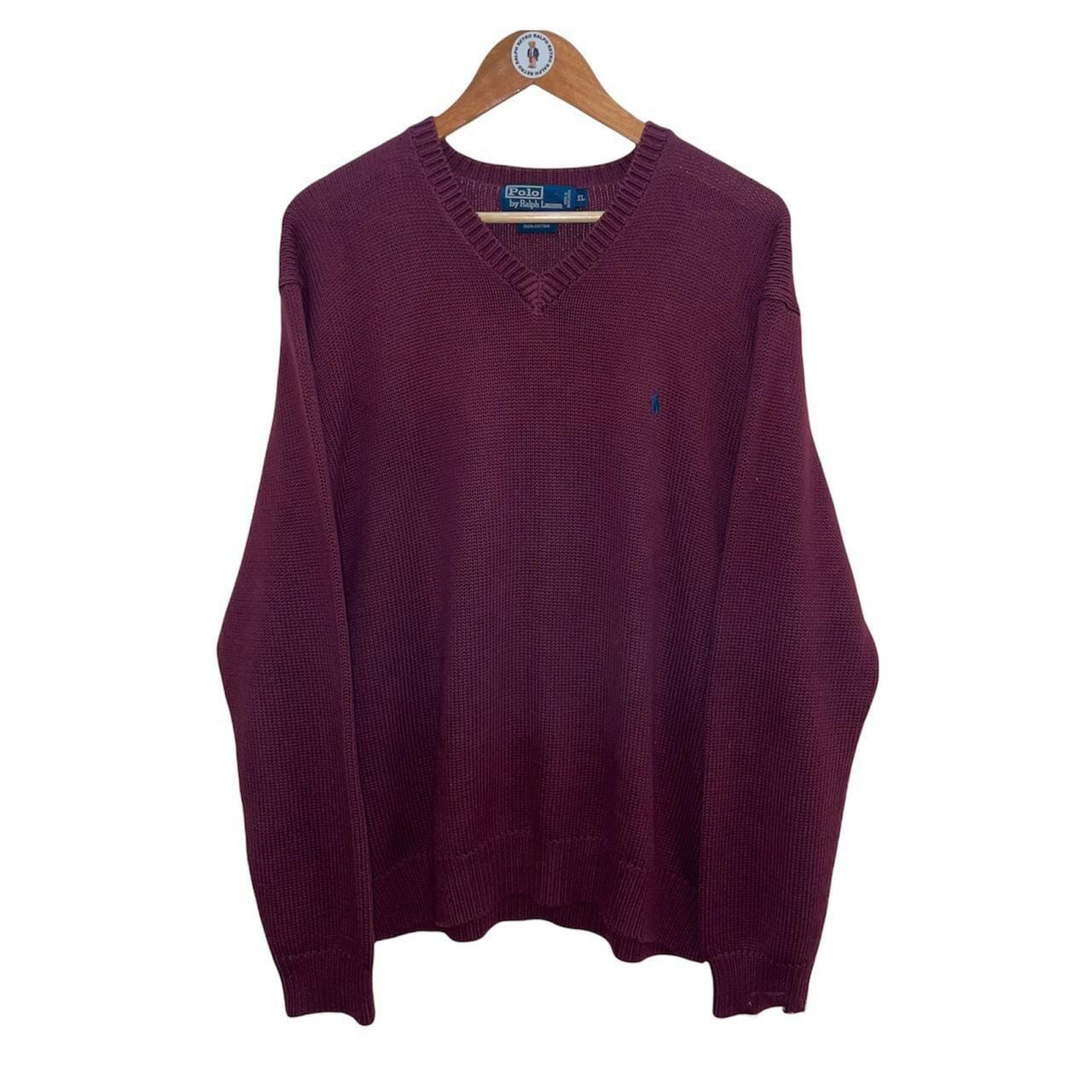 Maroon Knit V-Neck Jumper