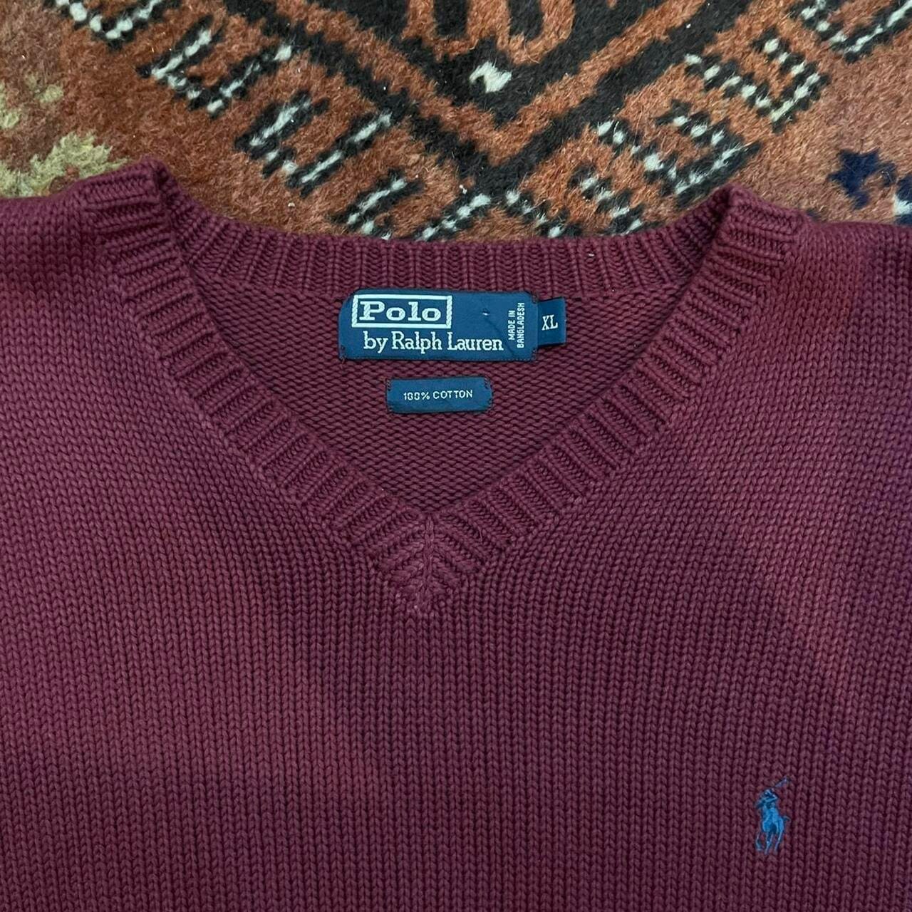 Maroon Knit V-Neck Jumper