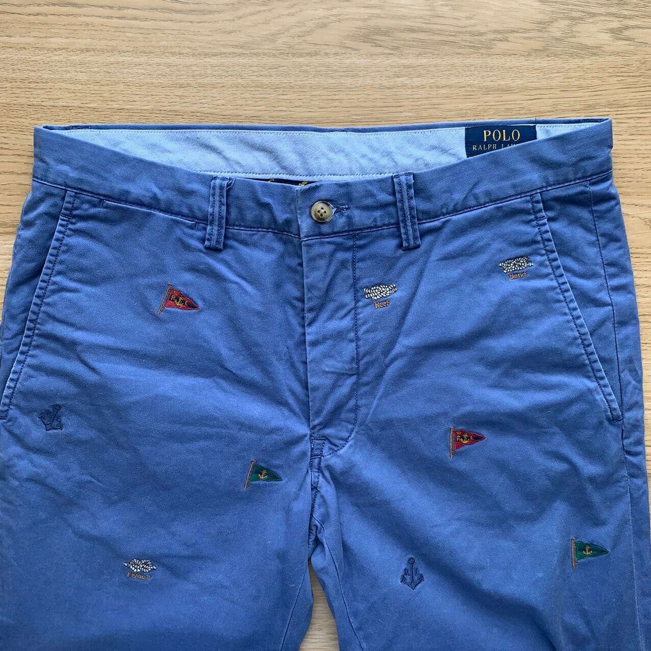 Blue Nautical Flag Print Chino Trousers