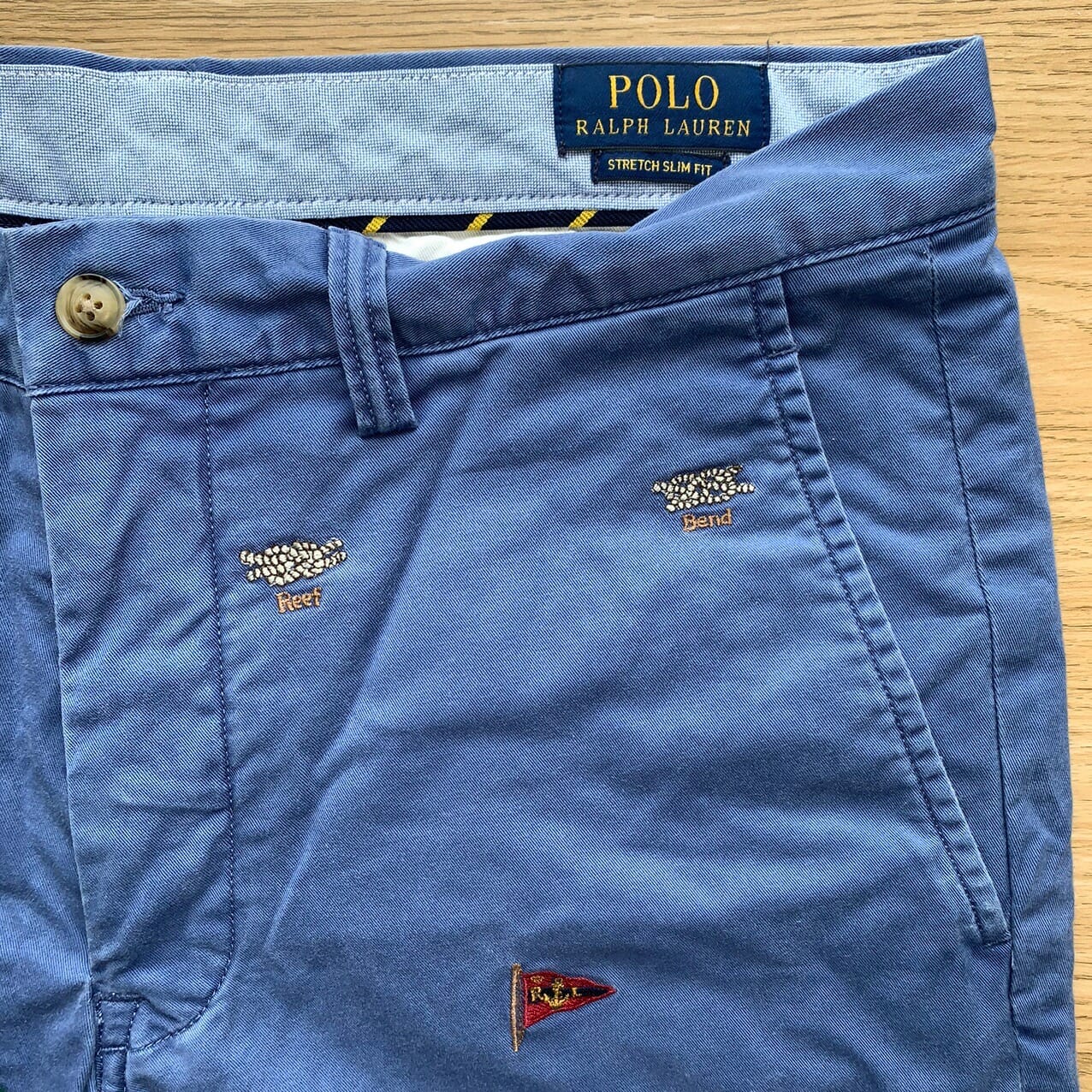 Blue Nautical Flag Print Chino Trousers