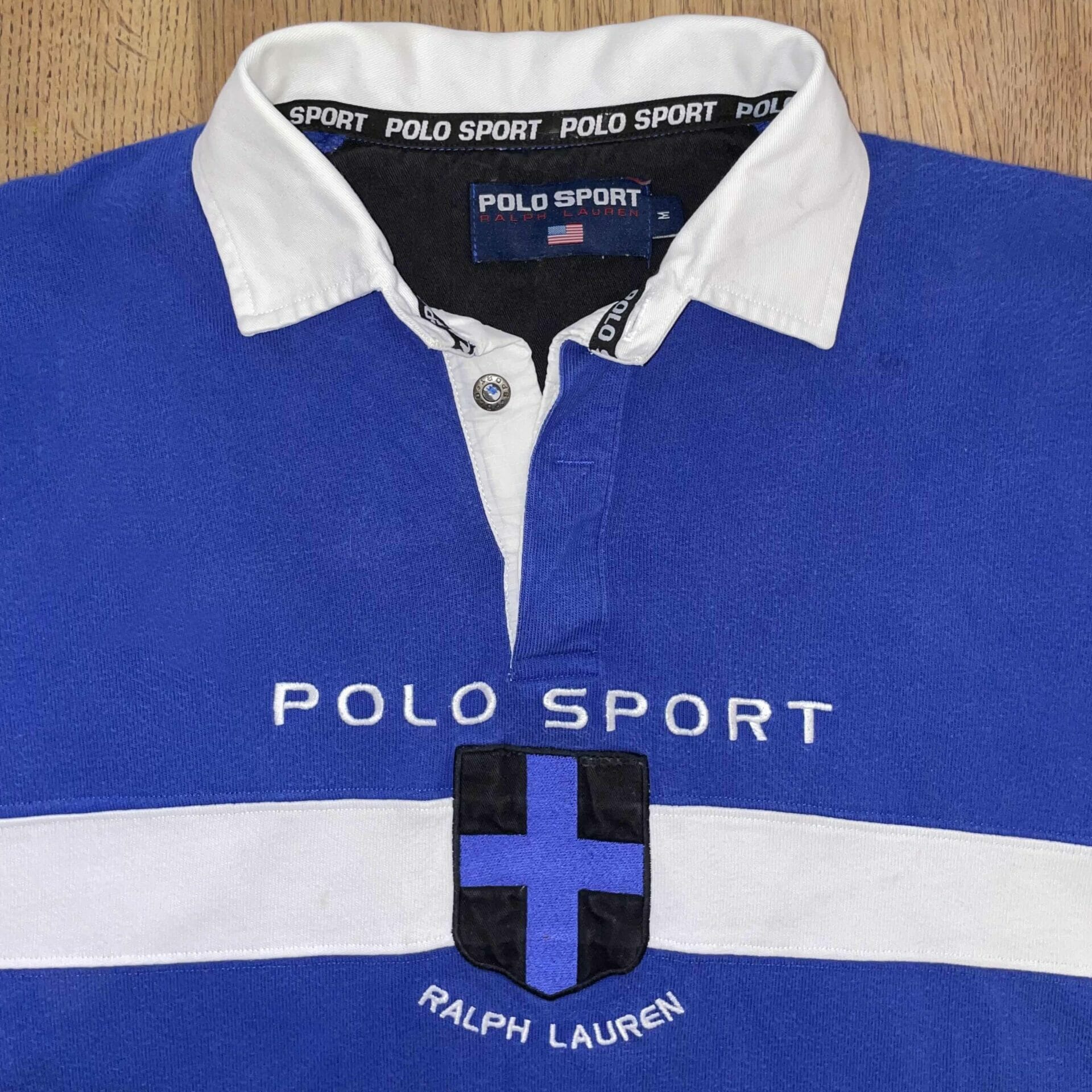 Blue and White Vintage Rugby Polo