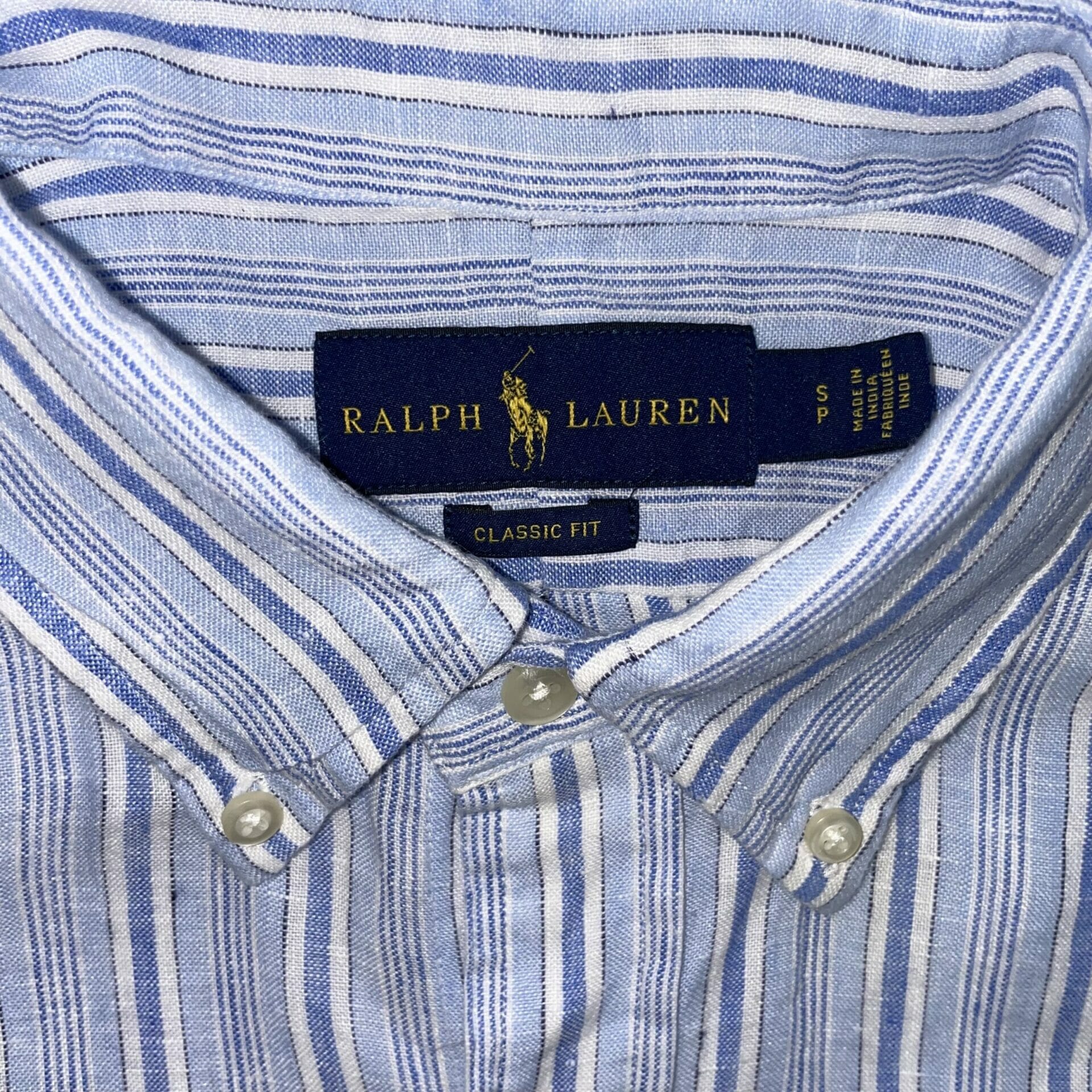 Blue Stripe Linen Polo Ralph Lauren Shirt