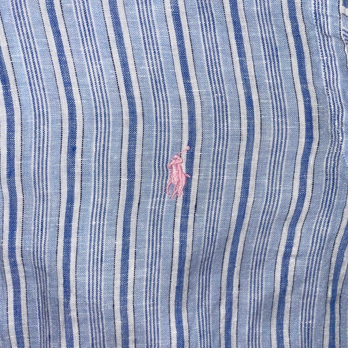 Blue Stripe Linen Polo Ralph Lauren Shirt