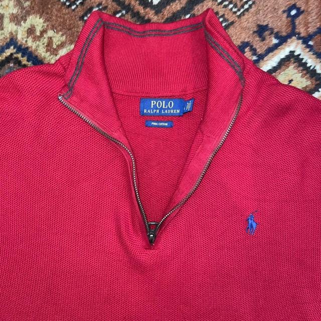 Polo Ralph Lauren Red Quarterzip -  M Men's Jumper