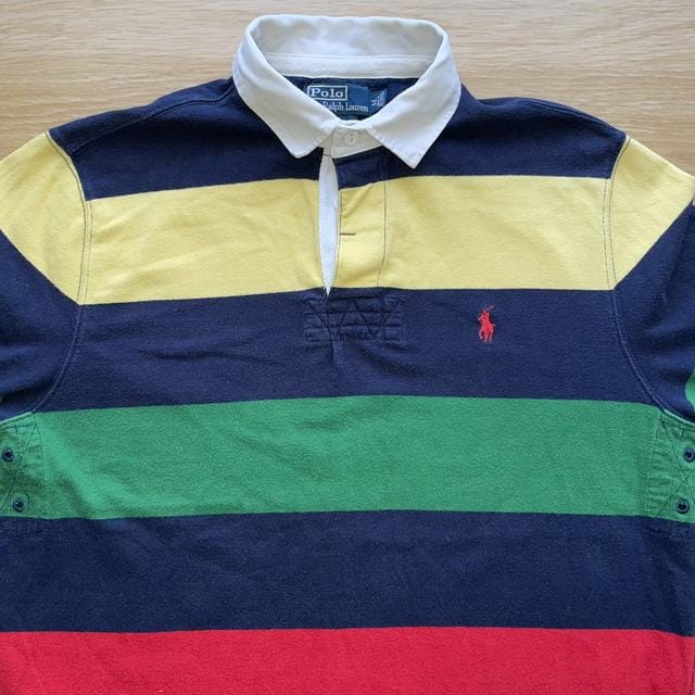 Multi colour Stripe Vintage Polo -  M Men's Polo Ralph Lauren Rugby Jersey