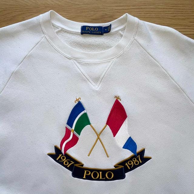 Rare Polo Ralph Lauren White Cross Flag Jumper -  M Men's