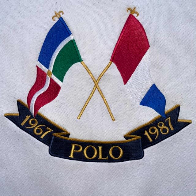 Rare Polo Ralph Lauren White Cross Flag Jumper -  M Men's