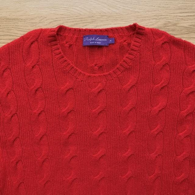 Purple Label Ralph Lauren Cable Knit Cashmere Jumper -  L Men's Red