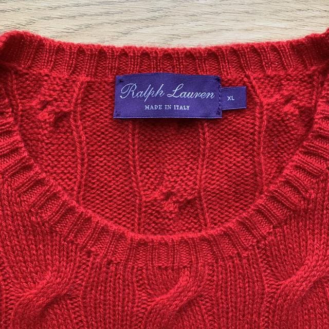 Purple Label Ralph Lauren Cable Knit Cashmere Jumper -  L Men's Red