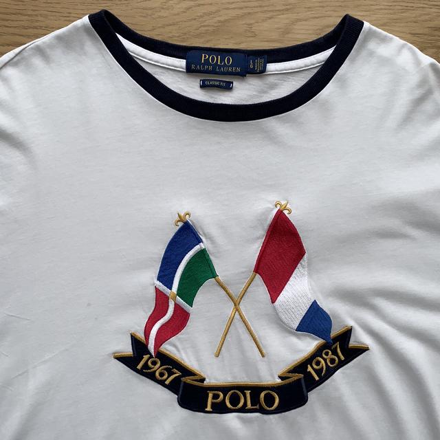 Polo Ralph Lauren White Cross Flag T-Shirt - L Men's Polo Shirt