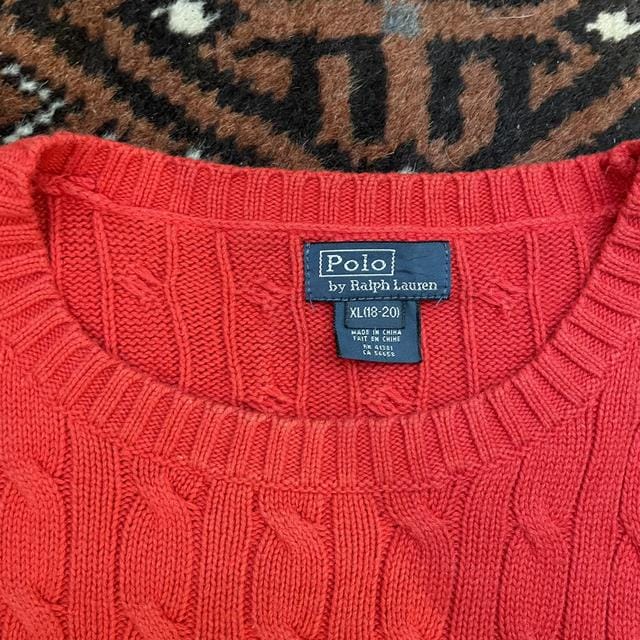 Cable knit red jumper -  M Men's Sweatshirt