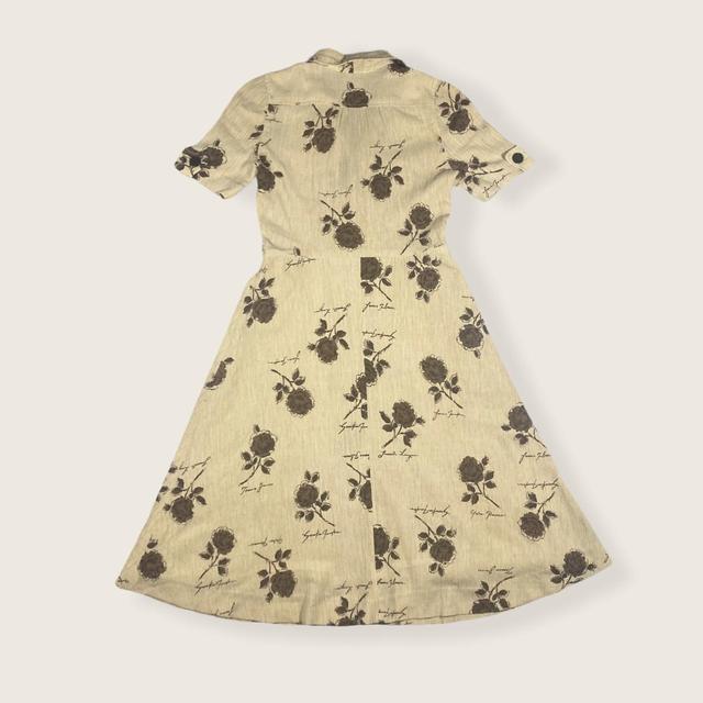 Gorgeous beige floral pinafore button up dress - 8 Women's Tan Brown