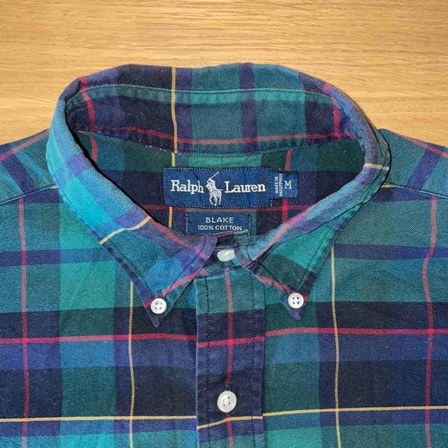 Vintage Scotty Dog Green Tartan Shirt -  M Men's Casual Shirt Navy