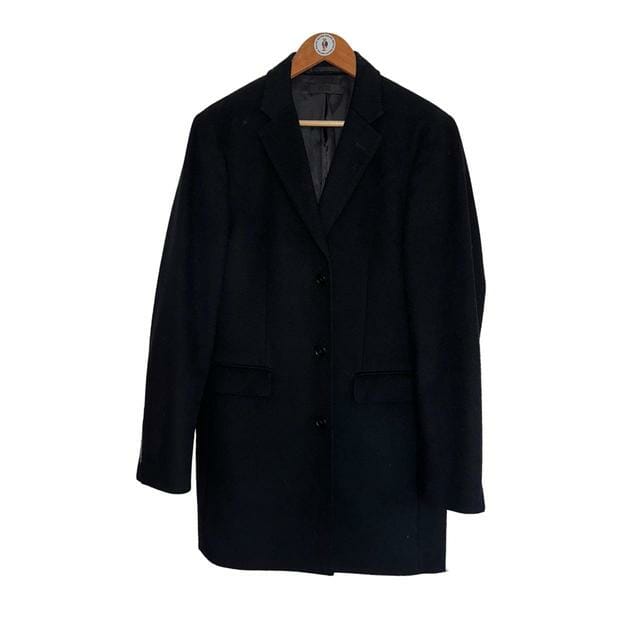 Uniqlo Black Cashmere Blend Overcoat, Size M - Men's Coat