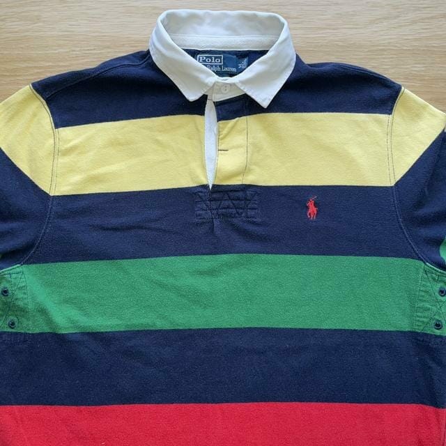 Multi colour Stripe Vintage Polo - M Men's - Rugby Jersey