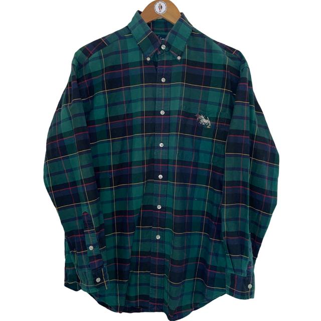 Vintage Scotty Dog Green Tartan Shirt -  M Men's Casual Shirt Navy