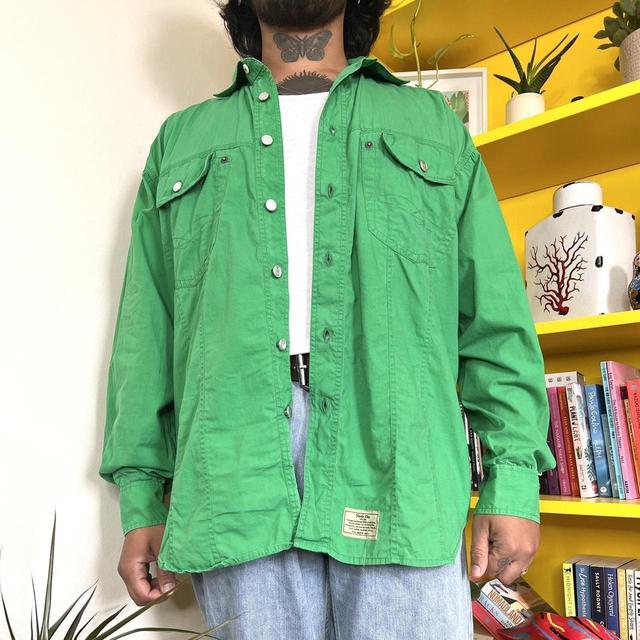 Vintage 90s green long sleeve shirt - L Men's Casual Shirt