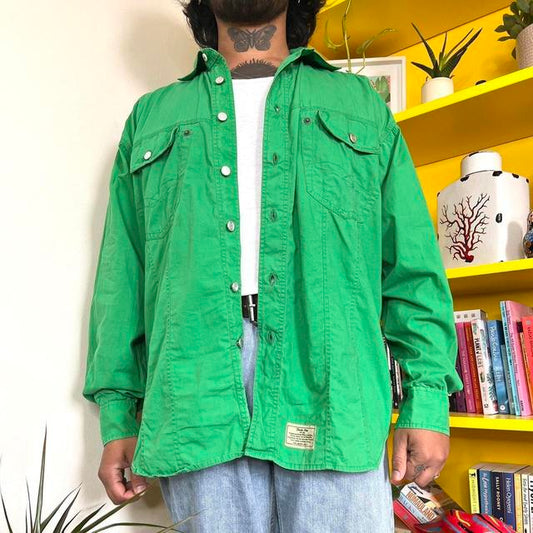 Vintage 90s green long sleeve shirt - L Men's Casual Shirt