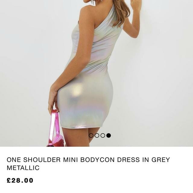 Brand New EGO silver metallic iridescent one shoulder bodycon dress. NEVER WORN, still £28