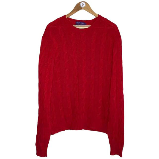 Purple Label Ralph Lauren Cable Knit Cashmere Jumper -  L Men's Red