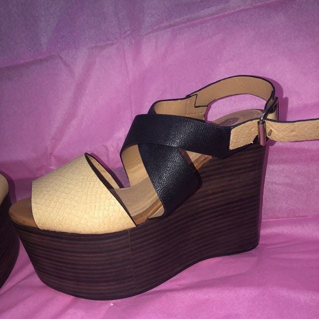 River Island Platfrom Wedge Heels - Brown, nude / beige and black - UK size 4 never worn - £50 on the label BRAND NEW STILL HAVE STICKER