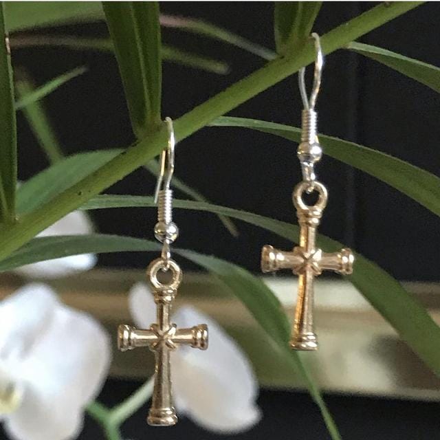 Handmade Golden Cross Earrings # -  One size Earring