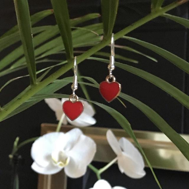 Handmade Small Red Heart Earrings ♥️ # - One Size Women's Earring Gold Gold