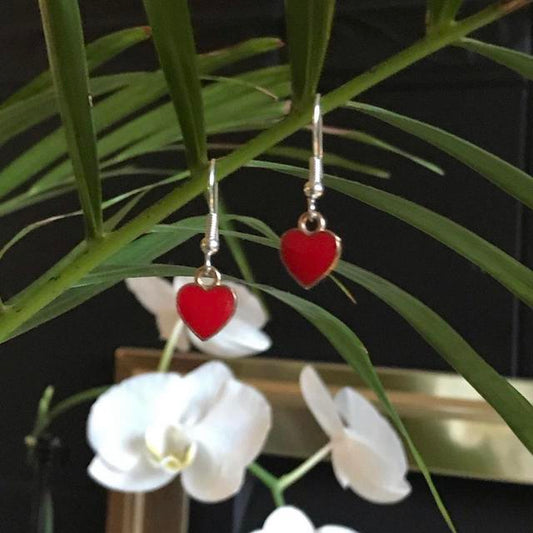 Handmade Small Red Heart Earrings ♥️ # - One Size Women's Earring Gold Gold