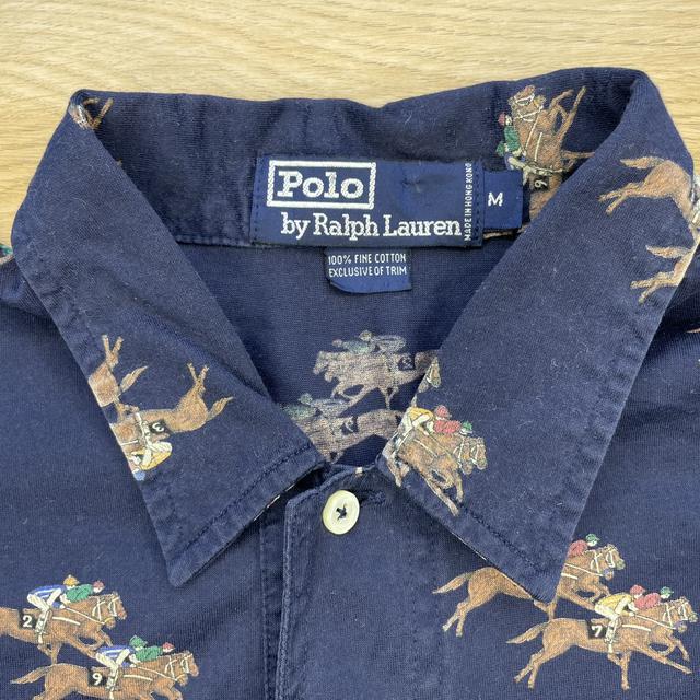 Very Rare 🐎  Polo Ralph Lauren Navy Polo Scene Cotton Shirt -  M Men's