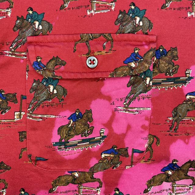 Very Rare 🐎  Polo Ralph Lauren Red Polo Scene Tie Die Cotton Shirt -  M Men's