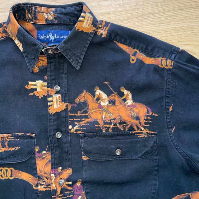 Very Rare 🐎  Polo Ralph Lauren Navy Equestrian Scene Shirt -  S Men's