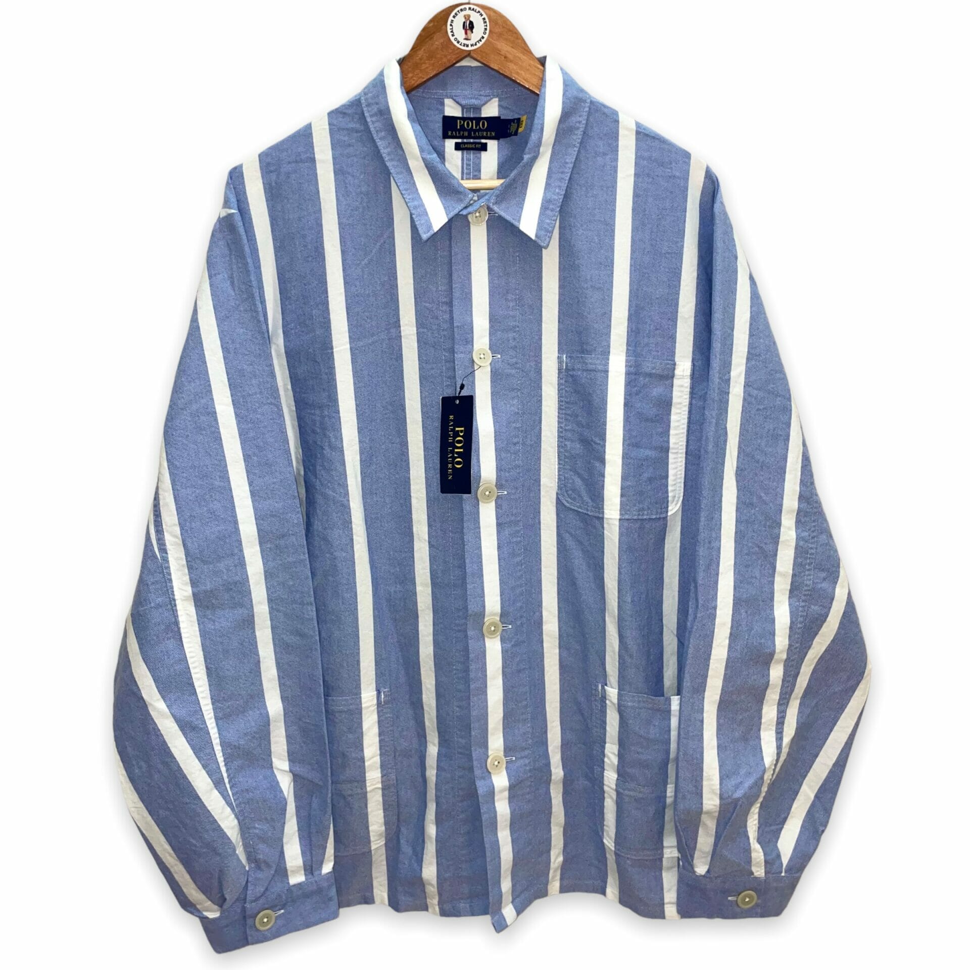 Blue Stripe Painters Jacket Shirt