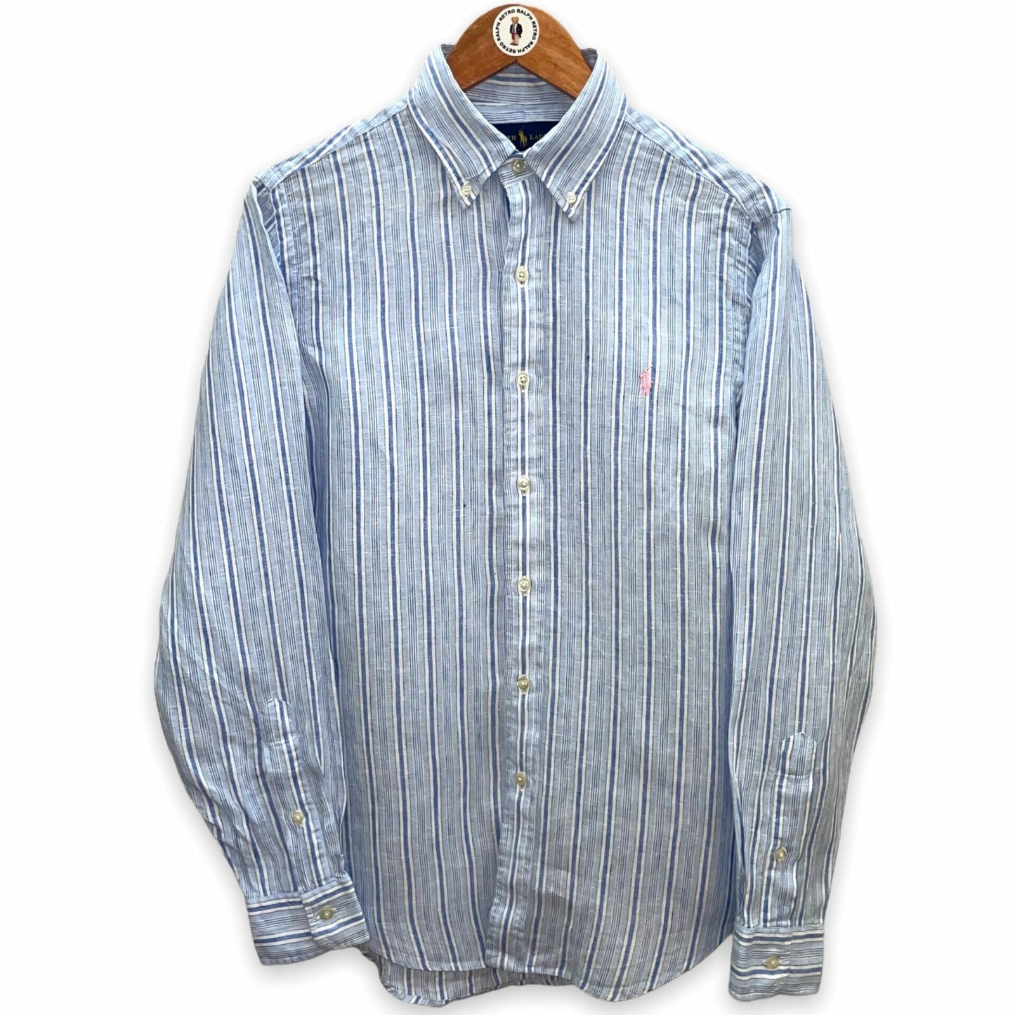 Blue Stripe Linen Polo Ralph Lauren Shirt