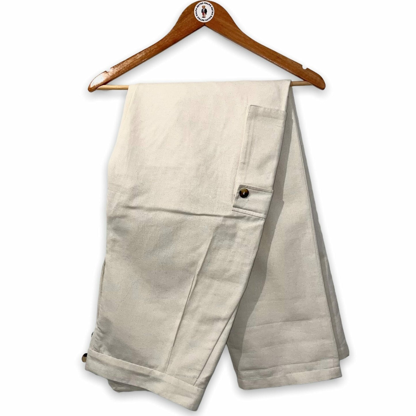 Private White VC Cream Cotton Trousers