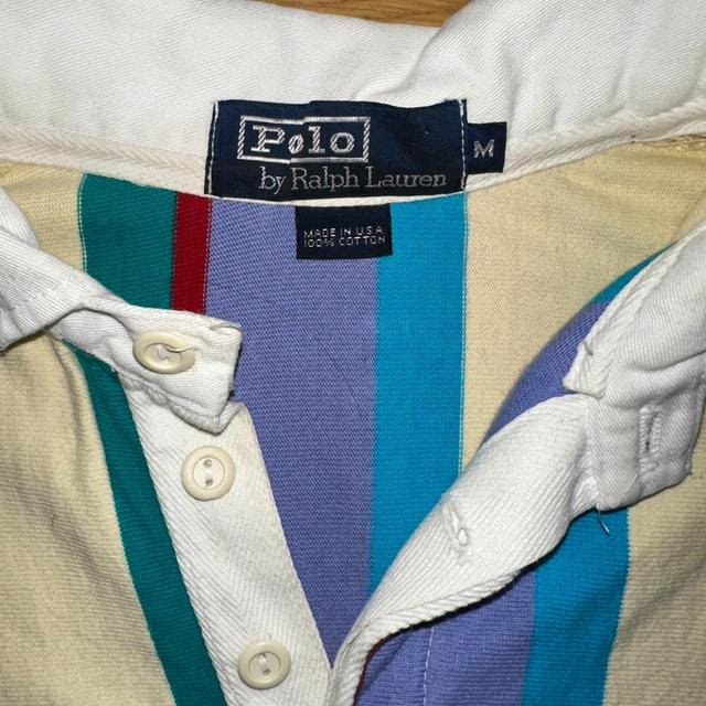 Very Rare Made in USA Polo Ralph Lauren Multicolour Stripe Rugby Shirt -  M