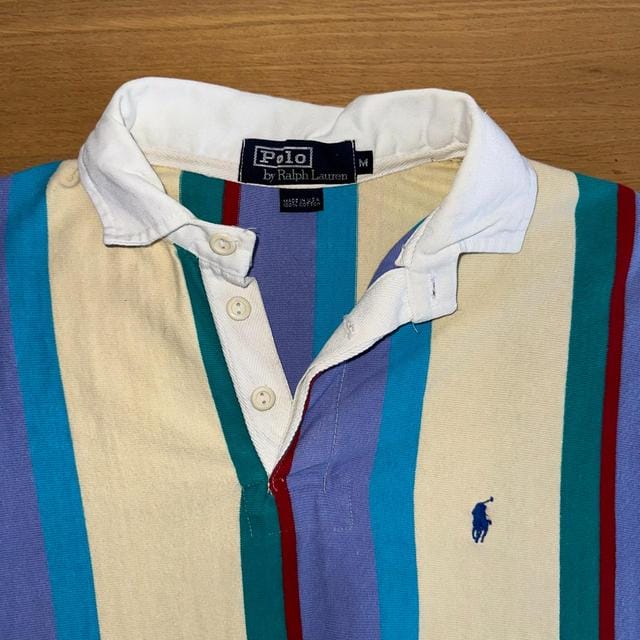 Very Rare Made in USA Polo Ralph Lauren Multicolour Stripe Rugby Shirt -  M