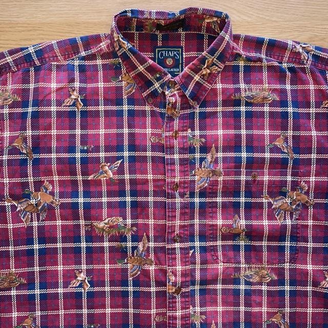 Vintage Chaps Ralph Lauren Red All Over Duck Print -  XL Men's Burgundy